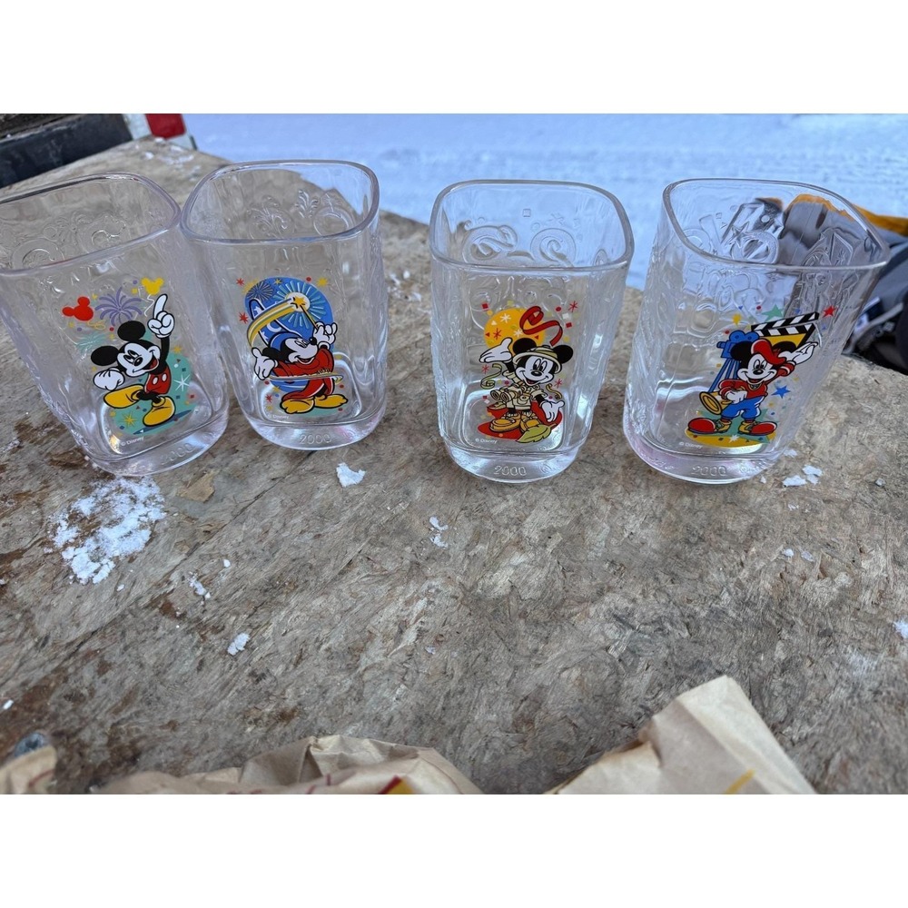 2000 Disney World McDonald's Glasses Set 4 Mickey Millennium